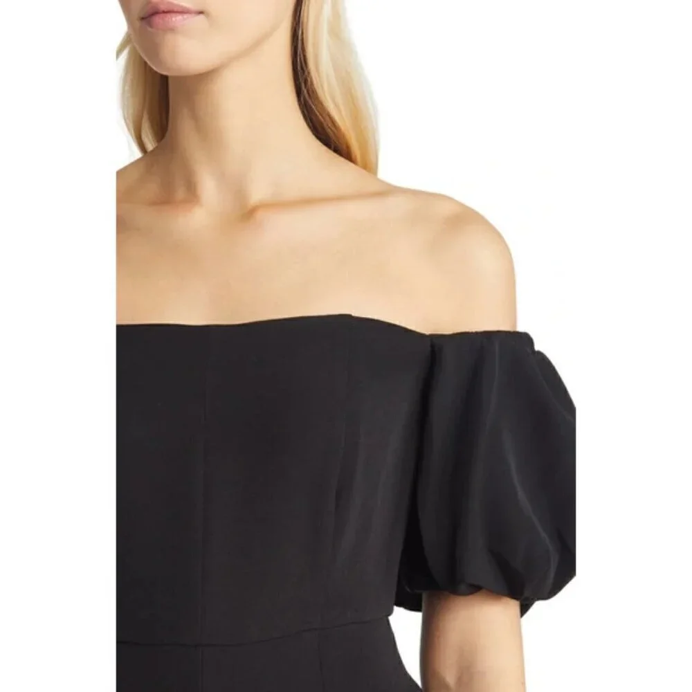 SAM EDELMAN Square Neck Puff Sleeve Jumpsuit in Black Size US 0